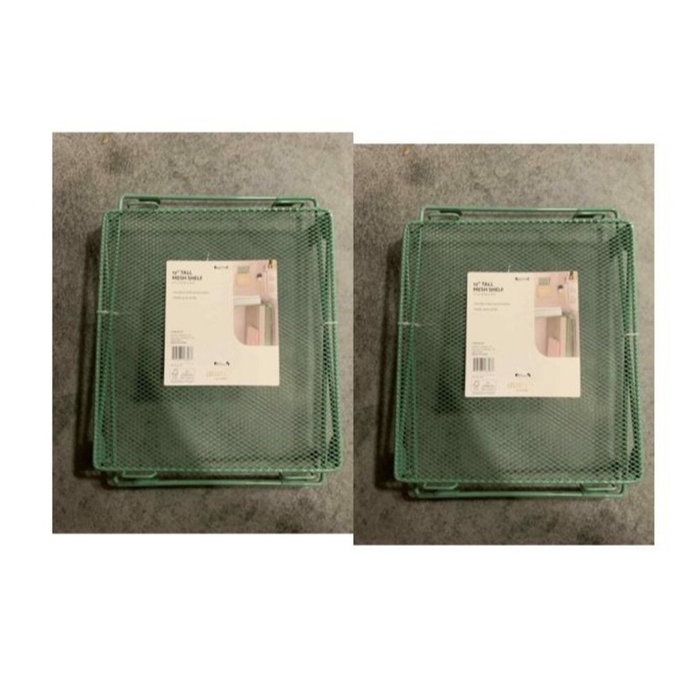 U Brands 2PK Mesh Locker Shelf Sage Green Size 12"